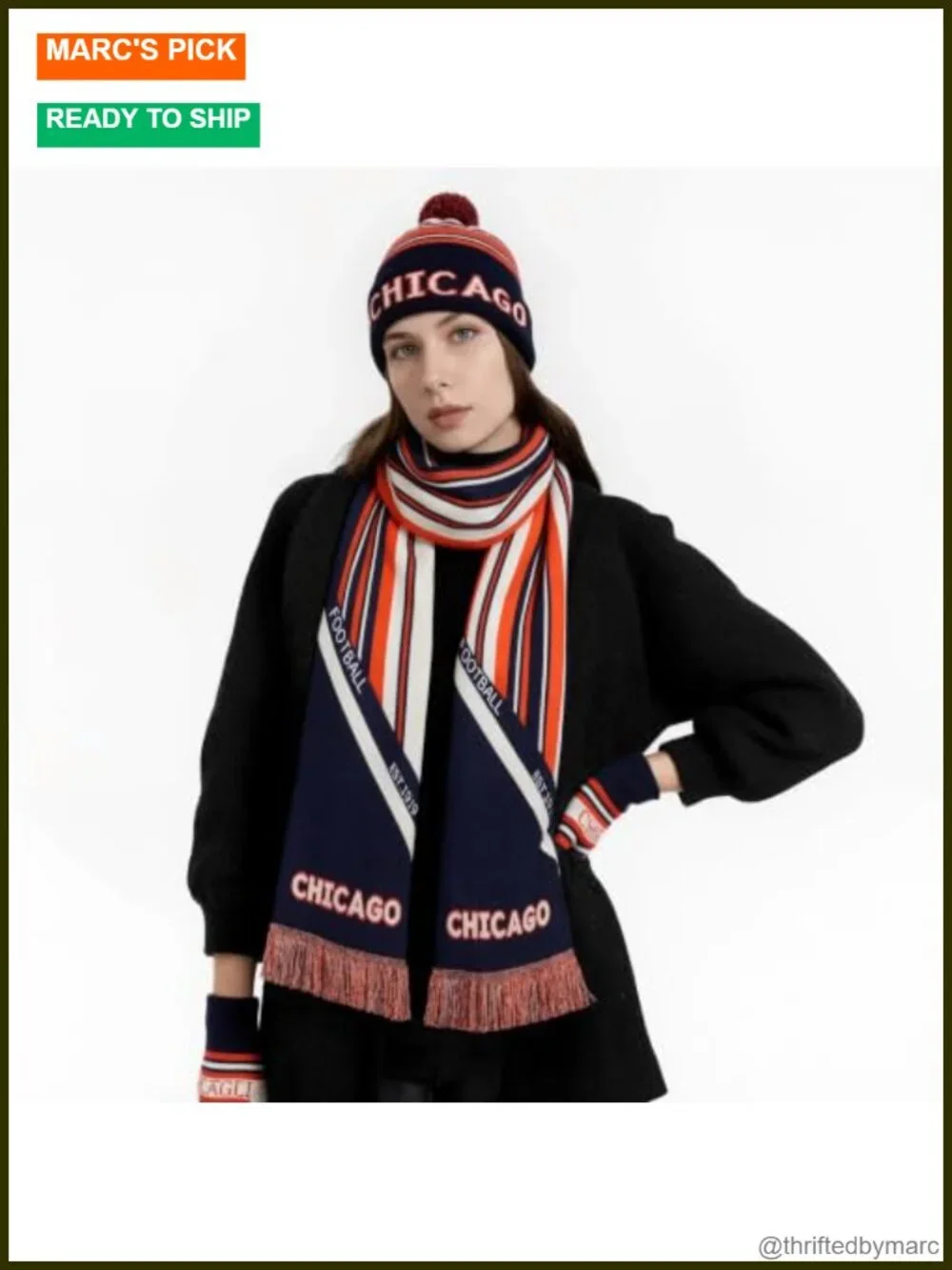 Winter Beanie Hat Gloves Scarf Set with Touchscreen Knit 3 Piece